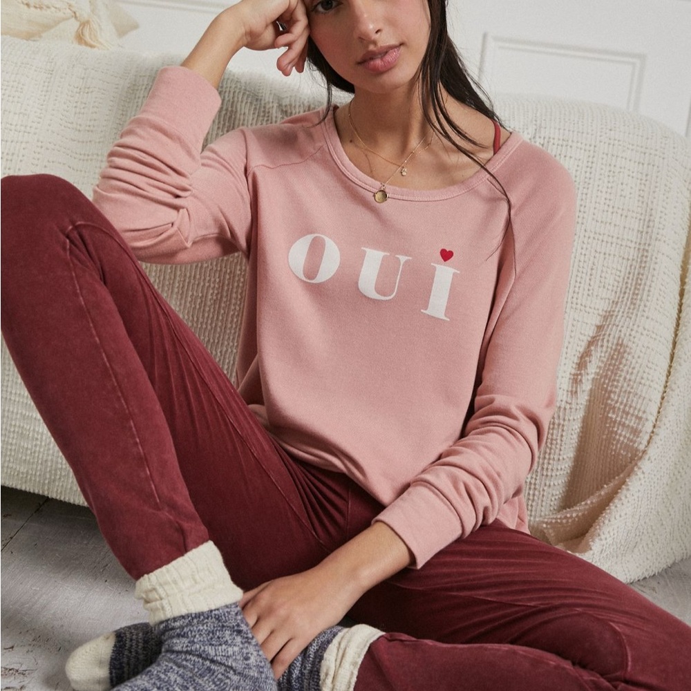 Anthropologie Pink 'OUI' Sweatshirt